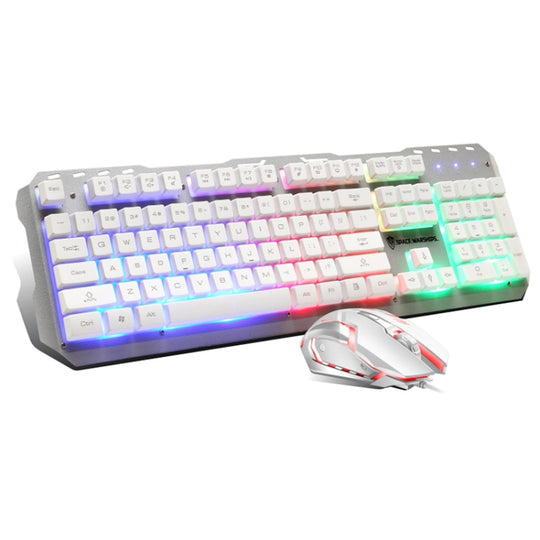 SHIPADOO GT500 1000 DPI 104-key Wired RGB Gaming Color Backlight Metal Feel Suspension Keyboard Mouse Kit for Laptop, PC(White)