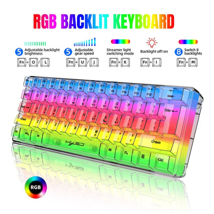 HXSJ V700T 61-key Wired Membrane RGB Backlit Mechanical Keyboard (Transparent) - Wired Keyboard by HXSJ | Online Shopping UK | buy2fix