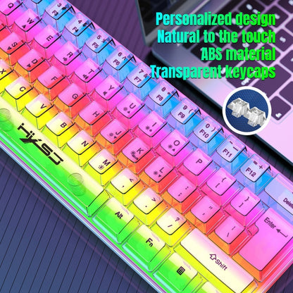 HXSJ V700T 61-key Wired Membrane RGB Backlit Mechanical Keyboard (Transparent) - Wired Keyboard by HXSJ | Online Shopping UK | buy2fix