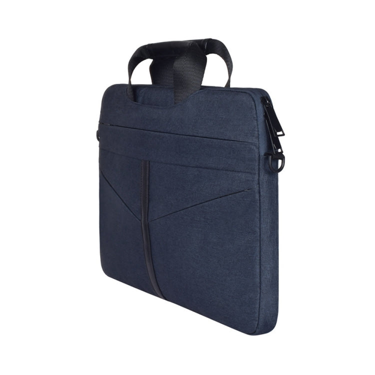 14.1 inch Breathable Wear-resistant Fashion Business Shoulder Handheld Zipper Laptop Bag with Shoulder Strap (Navy Blue) - 14.1 inch by buy2fix | Online Shopping UK | buy2fix