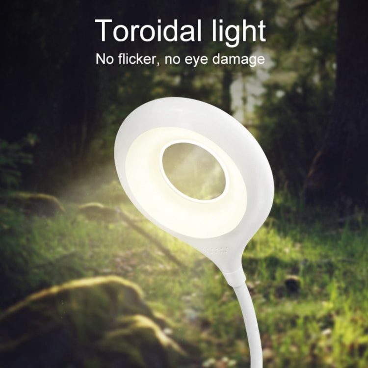 TGX-770 3-grade Brightness Touch Dimmer LED Desk Lamp, 28 LEDs Flexible Goose Neck Hollow Ring Design Eye Protection Light with Clip & Small Night Light Function - Desk Lamps by buy2fix | Online Shopping UK | buy2fix