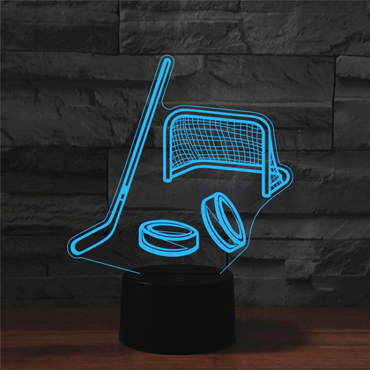 Ice Hockey Shape 3D Colorful LED Vision Light Table Lamp, Charging Touch Version by buy2fix
