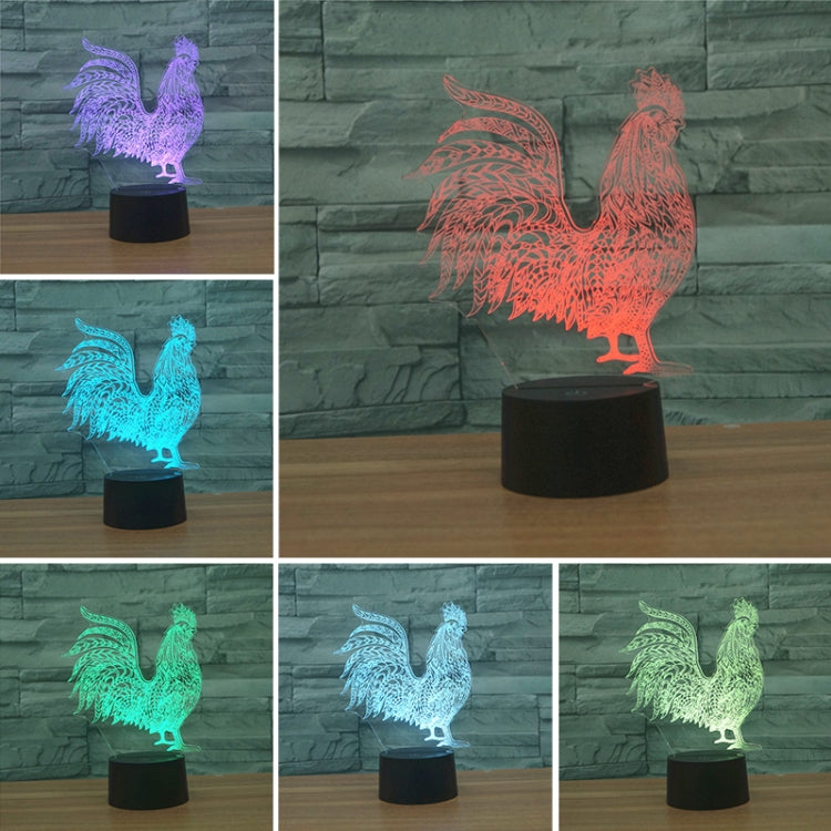 Cock Shape 3D Colorful LED Vision Light Table Lamp, USB Touch Version - Novelty Lighting by buy2fix | Online Shopping UK | buy2fix