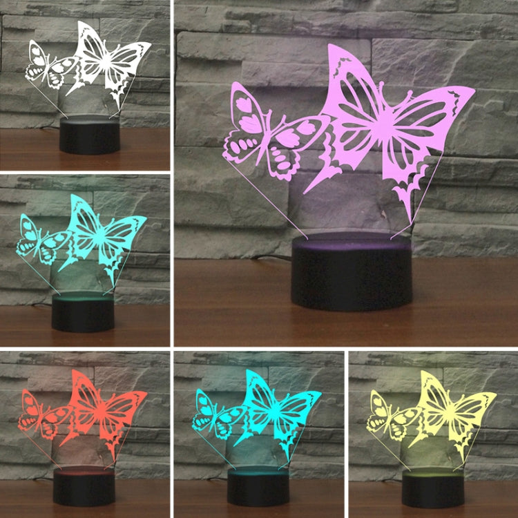 Two Butterflies Shape 3D Colorful LED Vision Light Table Lamp, USB & Battery Version - Novelty Lighting by buy2fix | Online Shopping UK | buy2fix