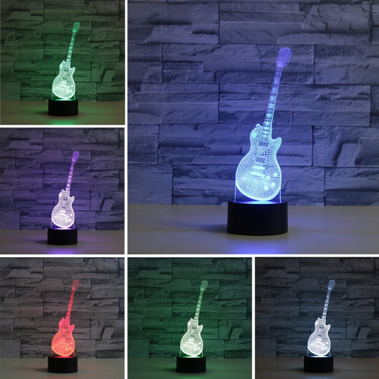 Guitar Shape 3D Colorful LED Vision Light Table Lamp, Crack Touch Version - Novelty Lighting by buy2fix | Online Shopping UK | buy2fix