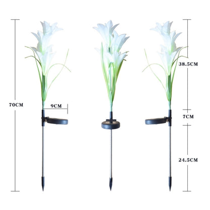 Simulated Lily Flower 4 Heads Solar Powered Outdoor IP55 Waterproof LED Decorative Lawn Lamp, White Light (White) - Solar Lights by buy2fix | Online Shopping UK | buy2fix