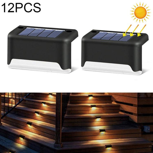 12 PCS Solar Powered LED Outdoor Stairway Light IP65 Waterproof Garden Lamp, Warm White Light(Black) by buy2fix