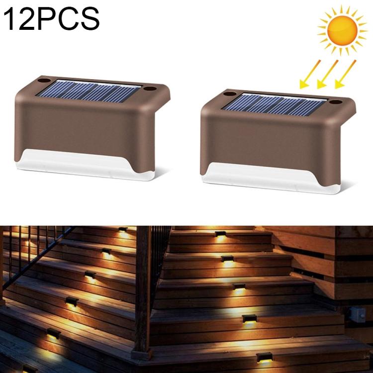 12 PCS Solar Powered LED Outdoor Stairway Light IP65 Waterproof Garden Lamp, Warm White Light(Brown) by buy2fix