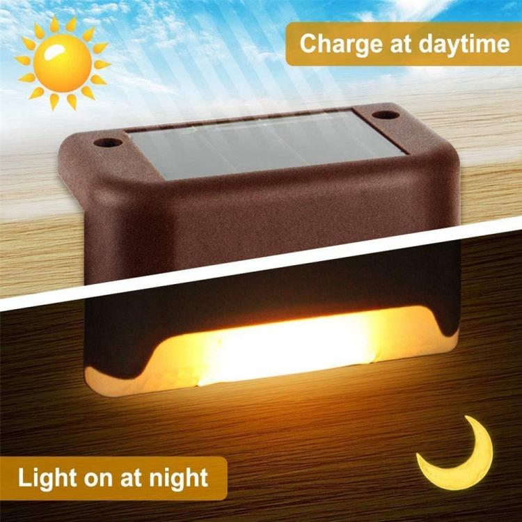 12 PCS Solar Powered LED Outdoor Stairway Light IP65 Waterproof Garden Lamp, Warm White Light(Brown) by buy2fix