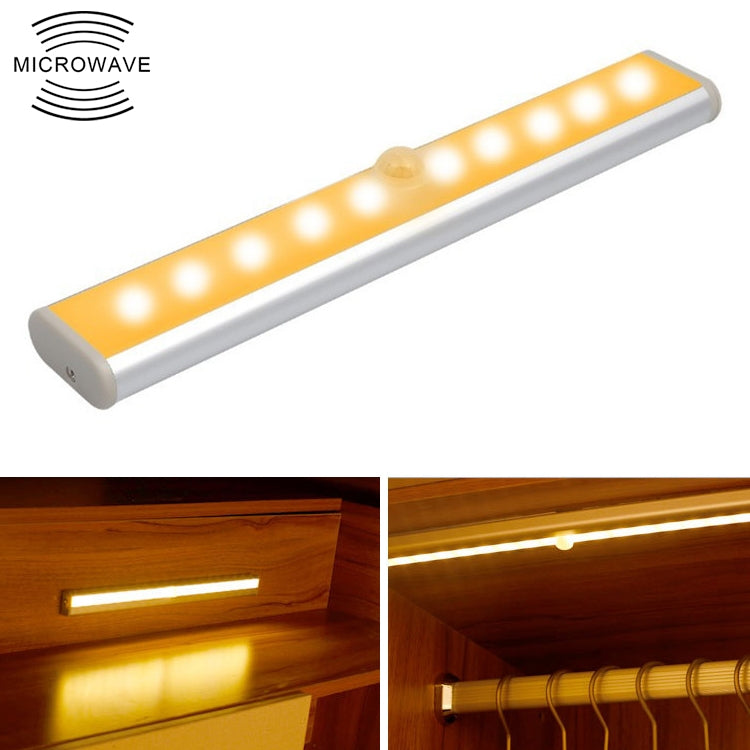 2W 10 LEDs Warm White Light Wide Screen Intelligent Human Body Sensor Light LED Corridor Cabinet Light, Battery Version - Sensor LED Lights by buy2fix | Online Shopping UK | buy2fix