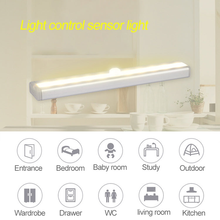 2W 10 LEDs White Light Wide Screen Intelligent Human Body Sensor Light LED Corridor Cabinet Light, Battery Version - Sensor LED Lights by buy2fix | Online Shopping UK | buy2fix