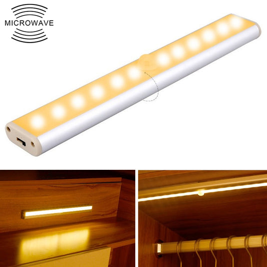 2W 12 LEDs Warm White Wide Screen Intelligent Human Body Sensor Light LED Corridor Cabinet Light, USB Charging Version - Sensor LED Lights by buy2fix | Online Shopping UK | buy2fix