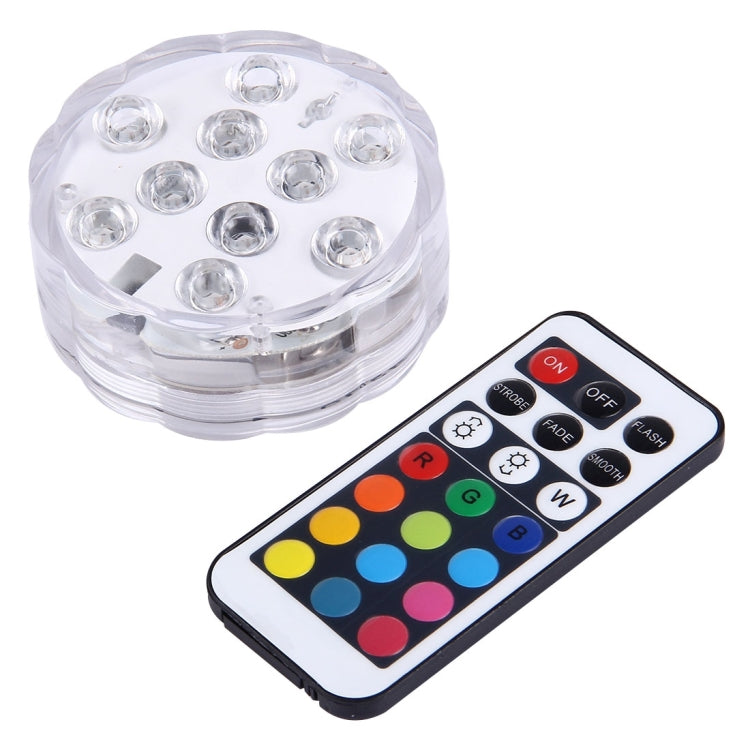 Waterproof Submersible LED Light, 10 LEDs Cylinder Remote Controlled with Remote Controllor, Remote Control Range(in Open Area): 24-30 Feet - Underwater Lights by buy2fix | Online Shopping UK | buy2fix