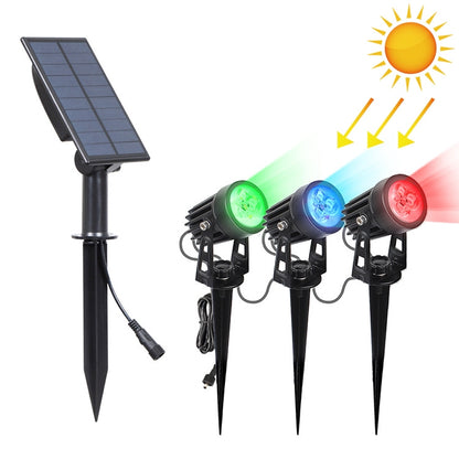 3W One for Three Solar Spotlight Outdoor IP65 Waterproof Light Control Induction Lawn Lamp, Luminous Flux: 300-400lm (RGB Cyclic Fixation) - Solar Lights by buy2fix | Online Shopping UK | buy2fix