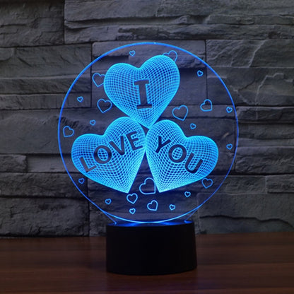 Three Hearts Shape 3D Touch Switch Control LED Night Light , 7-color Discoloration Creative Visual Stereo Lamp Desk Lamp Novelty Gift - Novelty Lighting by buy2fix | Online Shopping UK | buy2fix