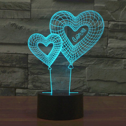 Double Heart Balloon Style 3D Touch Switch Control LED Light , 7 Color Discoloration Creative Visual Stereo Lamp Desk Lamp Night Light - Novelty Lighting by buy2fix | Online Shopping UK | buy2fix