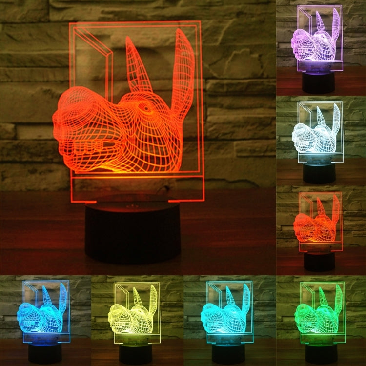 Donkey Shape 3D Touch Switch Control LED Light , 7 Colour Discoloration Creative Visual Stereo Lamp Desk Lamp Night Light - Novelty Lighting by buy2fix | Online Shopping UK | buy2fix