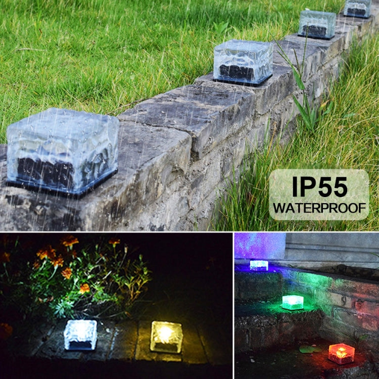 Solar Powered Square Tempered Glass Outdoor LED Buried Light Garden Decoration Lamp IP55 Waterproof，Size: 7 x 7 x 5cm (Warm White) - Buried Lights by buy2fix | Online Shopping UK | buy2fix