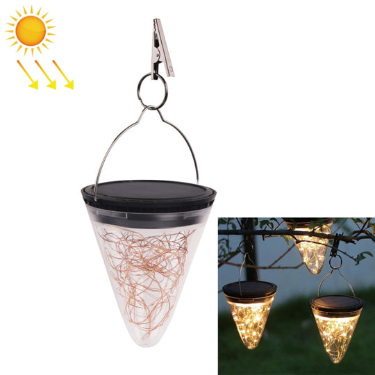 Solar Energy Conical Starlight Pendent Lamp IP55 Waterproof Outdoor Garden Decoration Light (Warm White)