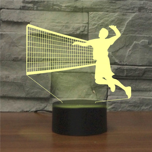 Playing Volleyball Shape 3D Colorful LED Vision Light Table Lamp, Charging Touch Version by buy2fix