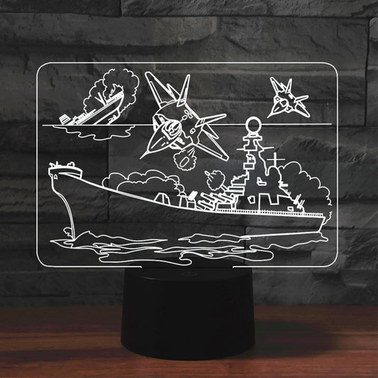 Airplane Group Shape 3D Colorful LED Vision Light Table Lamp, 16 Colors Remote Control Version by buy2fix