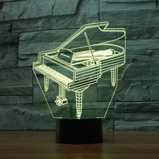 Piano Shape 3D Colorful LED Vision Light Table Lamp, Charging Touch Version by buy2fix