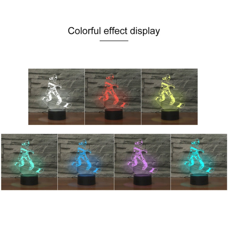 Skate Boy Shape 3D Colorful LED Vision Light Table Lamp, USB Touch Version - Novelty Lighting by buy2fix | Online Shopping UK | buy2fix