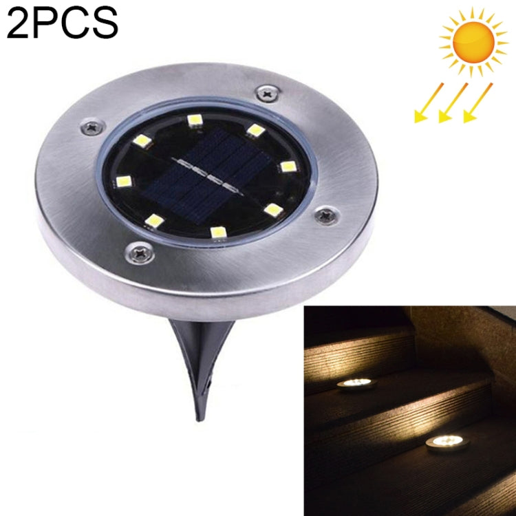 2 PCS 8 LEDs IP44 Waterproof Solar Powered Buried Light, SMD 5050 Under Ground Lamp Outdoor Path Way Garden Decking LED Light - Buried Lights by buy2fix | Online Shopping UK | buy2fix