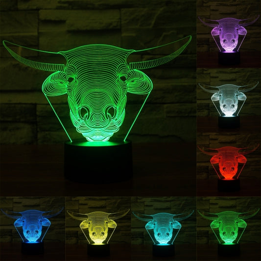 Cow Style 3D Touch Switch Control LED Light , 7 Colour Discoloration Creative Visual Stereo Lamp Desk Lamp Night Light - Novelty Lighting by buy2fix | Online Shopping UK | buy2fix