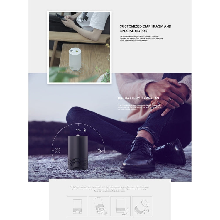 Blinblin Major 1 6W USB Charging Portable RGB Laser Projector Bluetooth Stereo Sound Speaker(Black) - Desktop Speaker by buy2fix | Online Shopping UK | buy2fix