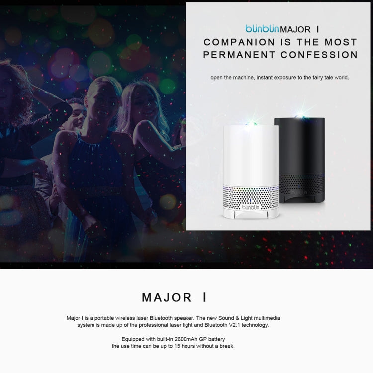 Blinblin Major 1 6W USB Charging Portable RGB Laser Projector Bluetooth Stereo Sound Speaker(Black) - Desktop Speaker by buy2fix | Online Shopping UK | buy2fix