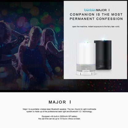 Blinblin Major 1 6W USB Charging Portable RGB Laser Projector Bluetooth Stereo Sound Speaker(Black) - Desktop Speaker by buy2fix | Online Shopping UK | buy2fix