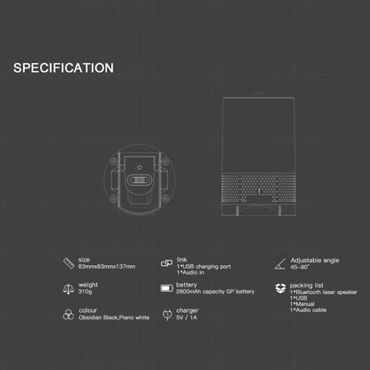 Blinblin Major 1 6W USB Charging Portable RGB Laser Projector Bluetooth Stereo Sound Speaker(Black) - Desktop Speaker by buy2fix | Online Shopping UK | buy2fix