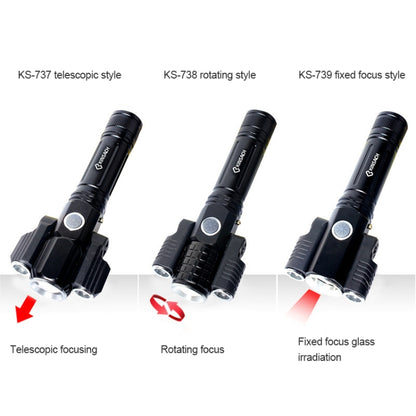 KS-739 USB Charging Waterproof T6+XPE Fixed Focus LED Flashlight with 4-Modes & 18650 lithium battery - LED Flashlight by buy2fix | Online Shopping UK | buy2fix