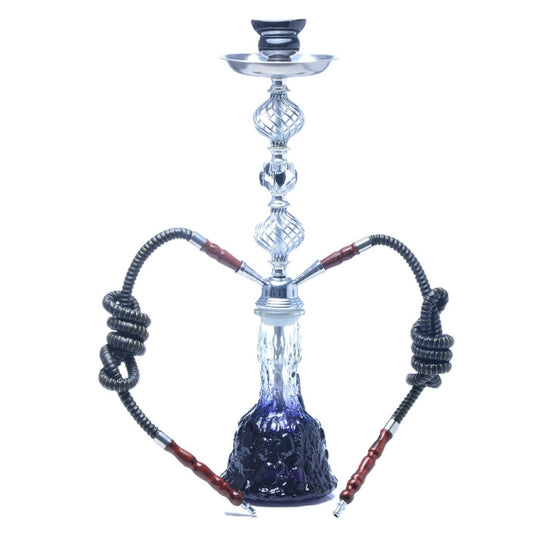 XMH-01 Double Tube Hookah Glass Pot (Black)