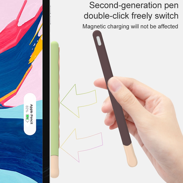 LOVE MEI For Apple Pencil 2 Stripe Design Stylus Pen Silicone Protective Case Cover (Green) - Pencil Accessories by LOVE MEI | Online Shopping UK | buy2fix