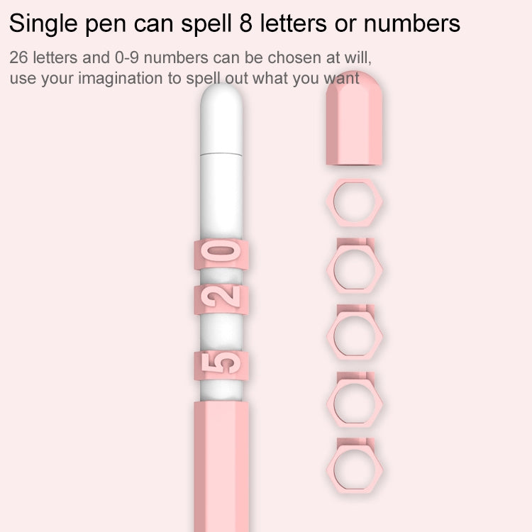 LOVE MEI For Apple Pencil 2 Number Letter Design Stylus Pen Silicone Protective Case Cover (Pink) - Pencil Accessories by LOVE MEI | Online Shopping UK | buy2fix