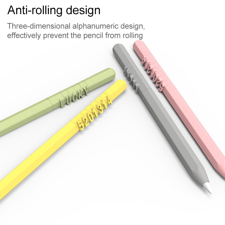 LOVE MEI For Apple Pencil 2 Number Letter Design Stylus Pen Silicone Protective Case Cover (Yellow) - Pencil Accessories by LOVE MEI | Online Shopping UK | buy2fix