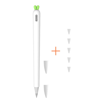 Cute Carrot Liquid Silicone Protective Cover with Pen Cap & Nib Cover for Huawei M-Pencil(White) - Pencil Accessories by buy2fix | Online Shopping UK | buy2fix