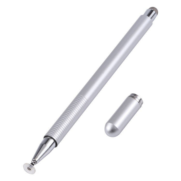 361 2 in 1 Universal Silicone Disc Nib Stylus Pen with Mobile Phone Writing Pen & Magnetic Cap(Silver) - Stylus Pen by buy2fix | Online Shopping UK | buy2fix