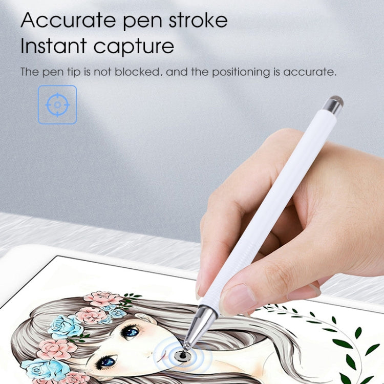 361 2 in 1 Universal Silicone Disc Nib Stylus Pen with Mobile Phone Writing Pen & Magnetic Cap(White) - Stylus Pen by buy2fix | Online Shopping UK | buy2fix