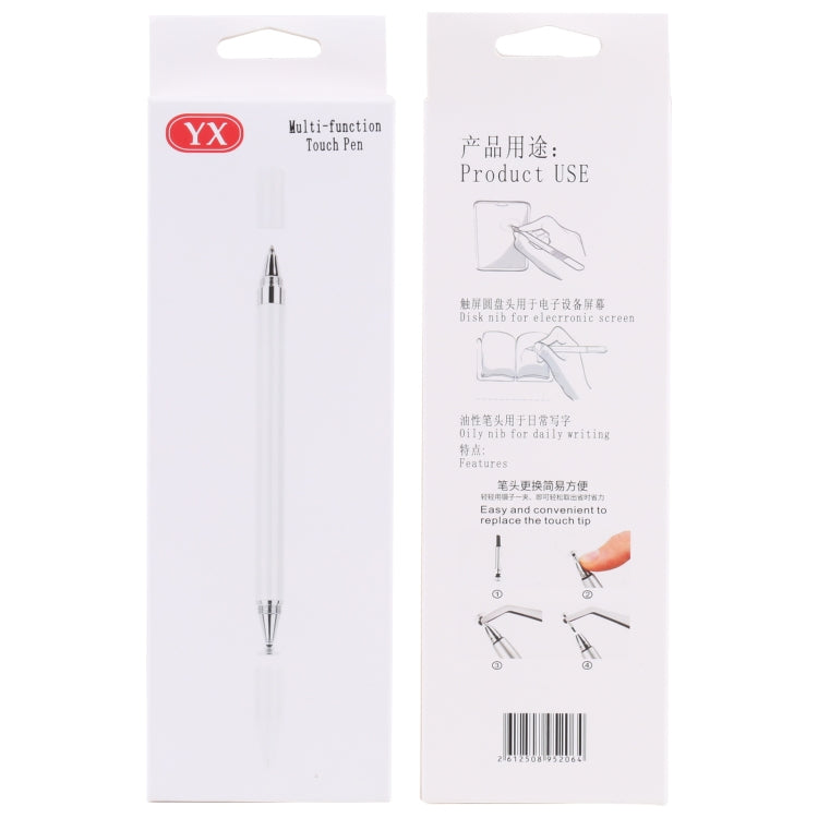 Pt360 2 in 1 Universal Silicone Disc Nib Stylus Pen with Common Writing Pen Function (Silver) - Stylus Pen by buy2fix | Online Shopping UK | buy2fix