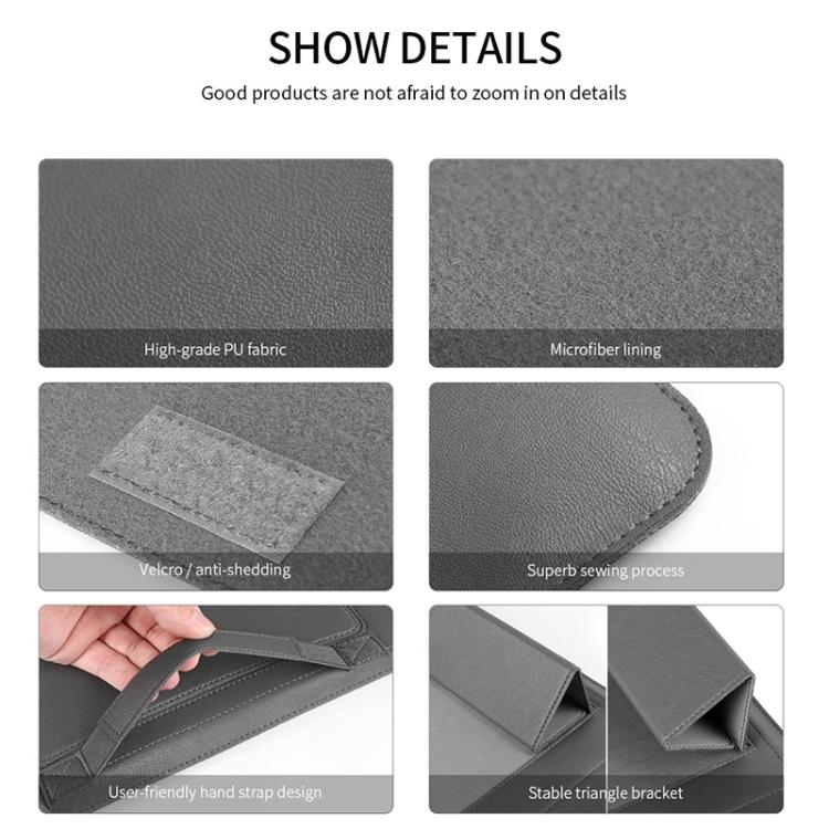 4 in 1 Universal Waterproof PU Leather Laptop Liner Bag with Handle & Stand & Pen Holder + 2 Winders + Mouse Bag + Charger Bag Set for 13  / 14 inch Laptops(Rose Gold) - 13.3 inch by buy2fix | Online Shopping UK | buy2fix