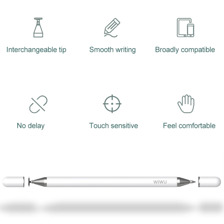 WIWU Pencil One Universal Tablet PC Disc Nib Passive Capacitive Pen Stylus with Ballpoint Nib & Magnetic Cap, Compatible with IOS & Android System Devices - Stylus Pen by WIWU | Online Shopping UK | buy2fix