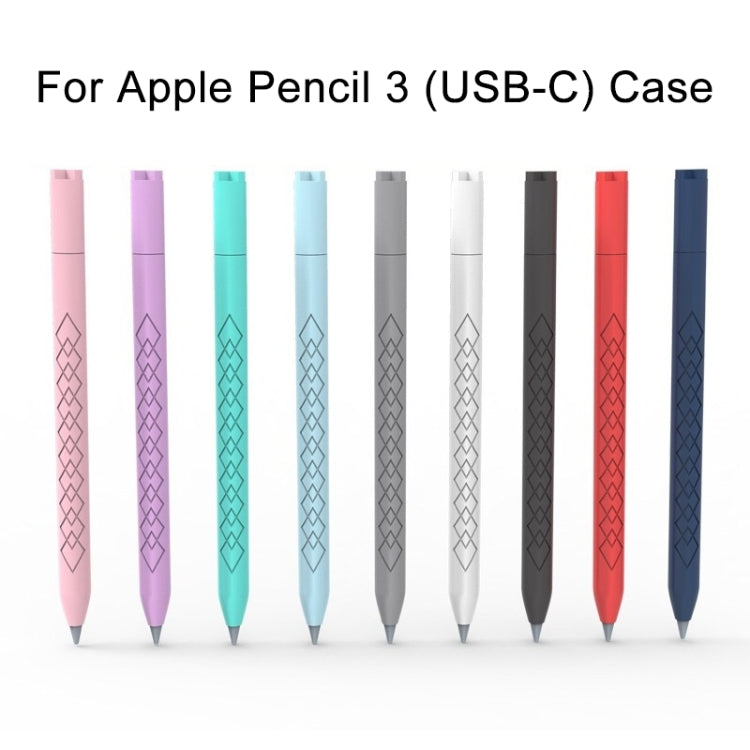 For Apple Pencil (USB-C) Diamond Pattern Silicone Stylus Pen Protective Case (White) - Pencil Accessories by buy2fix | Online Shopping UK | buy2fix