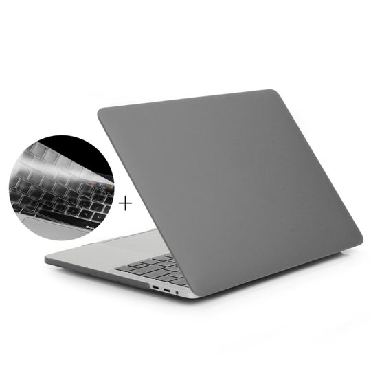 ENKAY Hat-Prince 2 in 1 Frosted Hard Shell Plastic Protective Case + Europe Version Ultra-thin TPU Keyboard Protector Cover for 2016 MacBook Pro 13.3 Inch with Touch Bar (A1706) (Grey)