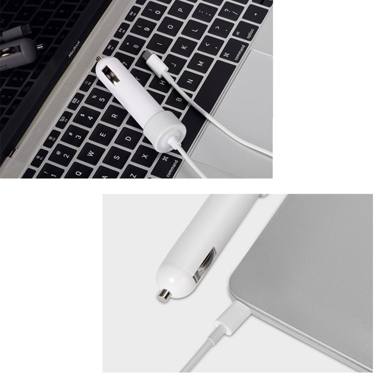 36W 5V 9V 12V 15V 3A DC USB-C / Type-C Car Adapter with 1 USB Port for Apple Macbook A1534, Length: 2m(White) - Cable & Adapter by buy2fix | Online Shopping UK | buy2fix