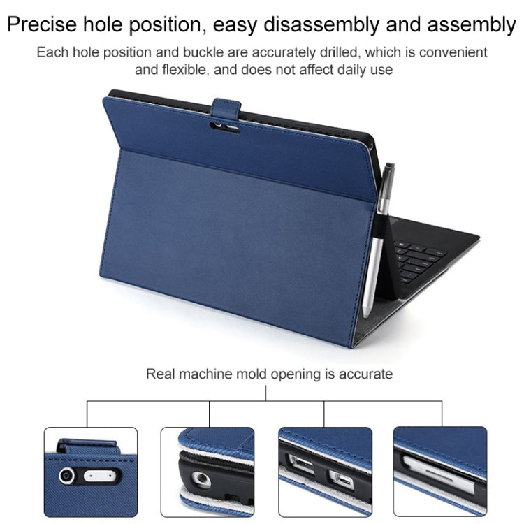 For Microsoft Surface Pro 7 / 7+ Microfiber Lambskin Texture Magnetic Horizontal Flip Leather Case with Pen Slot & Holder (Black) - Others by buy2fix | Online Shopping UK | buy2fix