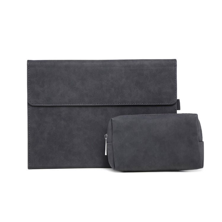 For Microsoft Surface Pro 7 / 7+ South African Sheepskin Magnetic Horizontal Flip Leather Case + Power Supply Bag with Pen Slot & Holder (Black) - Others by buy2fix | Online Shopping UK | buy2fix
