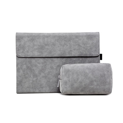 For Microsoft Surface Pro 7 / 7+ South African Sheepskin Magnetic Horizontal Flip Leather Case + Power Supply Bag with Pen Slot & Holder (Grey) - Others by buy2fix | Online Shopping UK | buy2fix